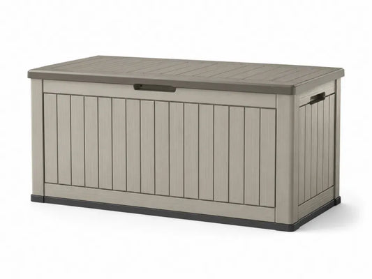 Auflagenbox Gartenbox Terrassenbox 350 L rechteckig 120 x 54 x 58 cm Polypropylen Taupe Beige Schwarz