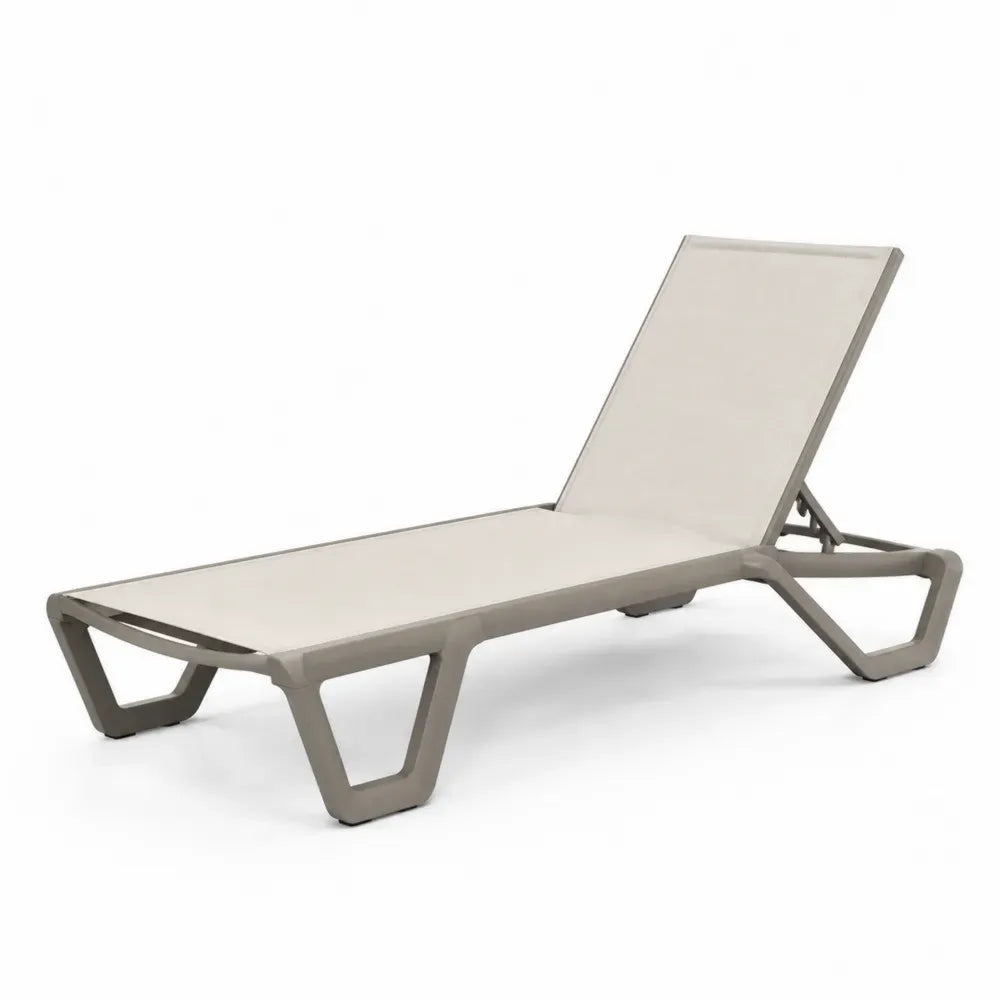 Sonnenliege Gartenliege verstellbar mit PP Rahmen und PVC beschichtetem Polyestergewebe Beige Taupe Schwarz 195 x 65 x 95 cm